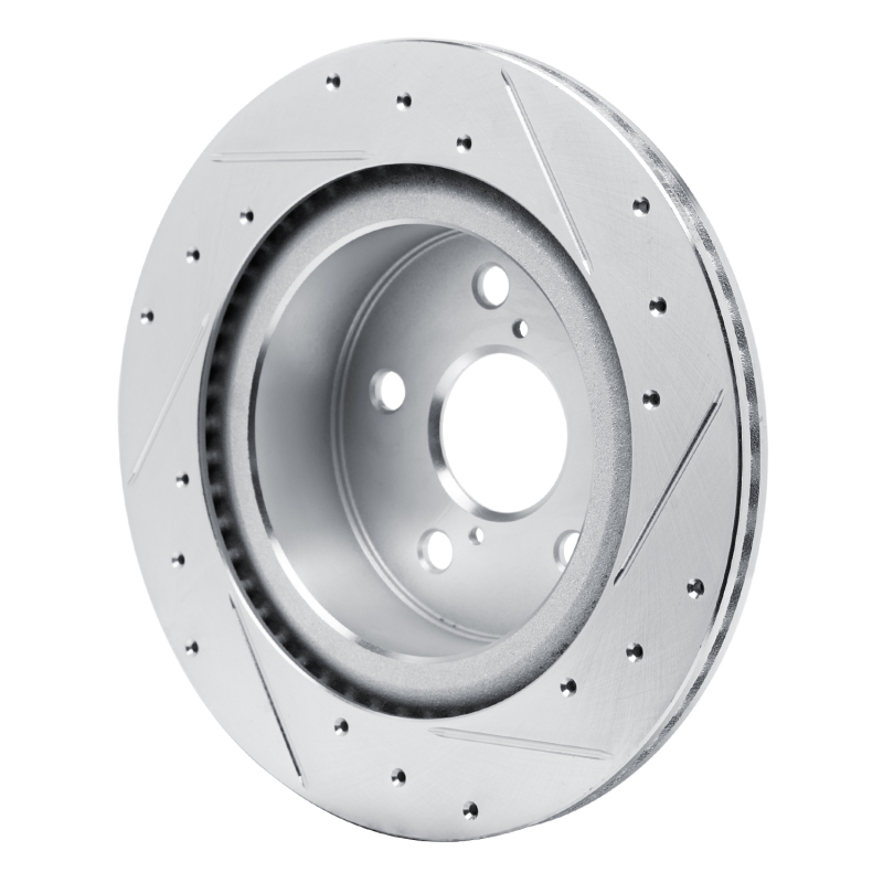 Lexus IS300 Brake Rotor (1) - Rear Left - R1 Concepts - Drilled & Slotted - Silver - `21-`25